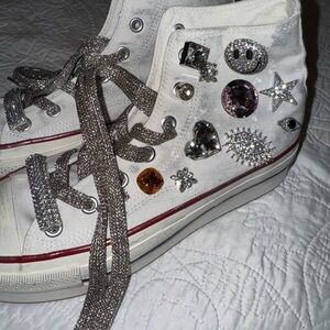 Sparkling Embellished High-Top Sneakers